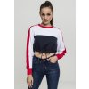 Urban Classics Ladies Cropped 3-Tone Stripe crew navy/white/fire red