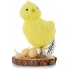 Jarná dekorácia kuriatko na pníku 12 cm