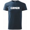 Gamer nápis - Klasické pánske tričko vyššej gramáže - 4XL ( Tmavomodrá (veľmi tmavá - skoro čierna) )