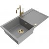 MEXEN/S MEXEN/S - Leo granitový drez 1 s odkvapkávačom vrátane batérie Carla, šedá 6501-71-670700-50