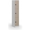 Šatníková skrinka S1 s úložnými boxmi, 3 boxy, 1850 x 300 x 500 mm, kódový zámok, béžové dvere