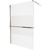 MEXEN/S - KIOTO Sprchová zástena WALK-IN s poličkou a držiakom uterákov 120 x 200, transparent/matné sklo 8 mm, růžové zlato 800-120-121-60-35