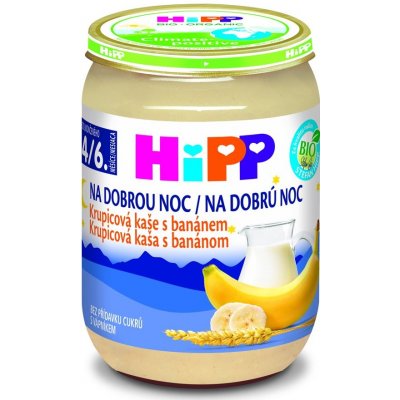 HIPP Kaša mliečna Bio na dobrú noc krupicová s banánom 190g