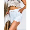 Ľanové dámske kraťasy s gumičkou v páse - biele - M/L