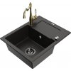 MEXEN/S MEXEN/S - Enzo granitový drez 1 s odkvapkávačom vrátane batérie Carla, čierna/zlatá metalik 6506-75-670700-50-B