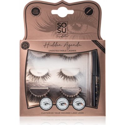 SOSU Cosmetics Hidden Agenda Undetectable Lashes trsové nalepovacie mihalnice bez uzlíka s lepidlom 12 mm, 14 mm, 16 mm