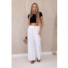 Fashionweek dámske nohavice ľahké vzdušné so širokými nohavicami K5878 Biela