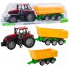 Červený poľnohospodársky traktor so žltým prívesom 46 cm