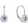 Strieborné náušnice detské kvietky so zirkónmi 11476.3 Violet