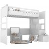 BAMI Biela vyvýšená posteľ SIMONE s úložnými schodmi a policou 90x200 cm Zvoľte stranu: Vpravo