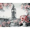 Maľovanie podľa čísel Big Ben obklopený ružami, 80x100 cm, bez rámu a bez vypnutia plátna (6051862)