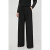 Nohavice Karl Lagerfeld dámske, čierna farba, široké, vysoký pás 241W1008 34