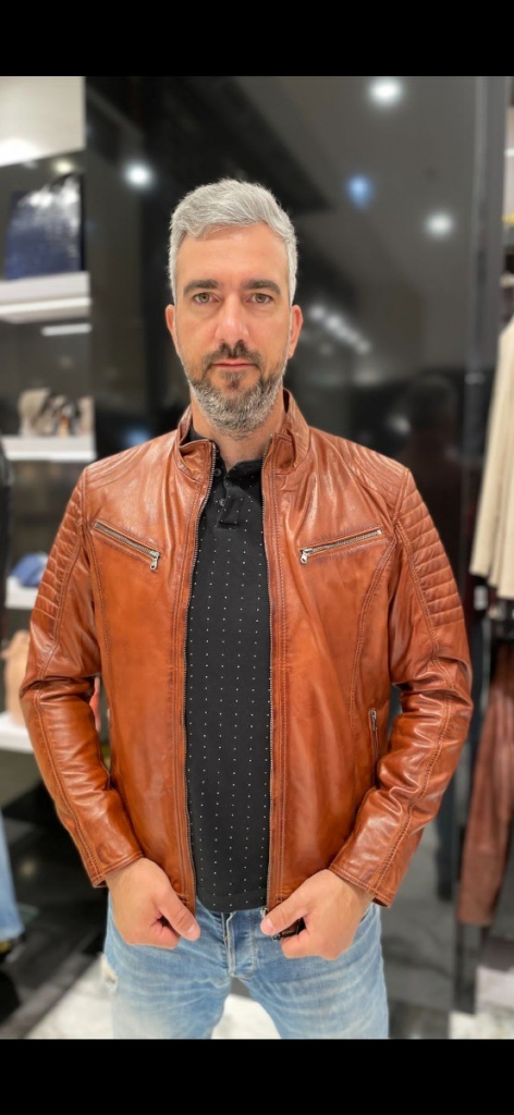 Max Original Leather pánska kožená bunda AXEL cognac