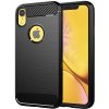 Techsuit Karbónový silikón ochranný obal na - iPhone XR - čierny