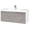 Dreja Kúpeľňová skrinka BONO SZZ 100 (umývadlo Harmonia) - N01 Biela lesk / Úchytka T34 - nerez / D01 Betón