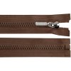Kostený zips No 5 dĺžka 50 cm s ozdobným jazdcom - hnedá čokoládová