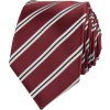 Vínově červená pánská kravata s modrobílými pruhy