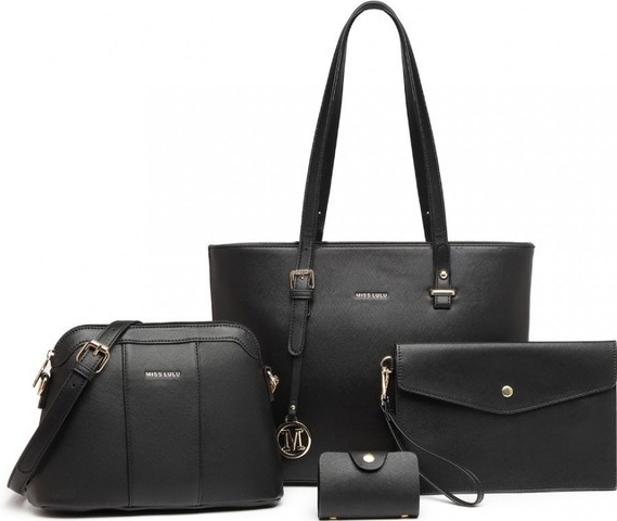 Miss Lulu kabelkový set elegantný s doplnkami čierny