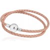 Linda's Jewelry Kožený náramok Dvojitý Svetlo Ružový Chirurgická oceľ INR148 Dĺžka: 20 +Darčeková krabička zdarma