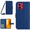 Peňaženkové kožené puzdro Sun Flower na Motorola Edge 40 Neo - Tmavo modrá