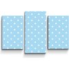 Sablio Obraz - 3-dílný Biele bodky na modrej - 75x50 cm