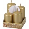 Nohel Garden Sviečky adventné STUPŇOVITÉ metal lesk d4x6/7/8/9cm 4ks