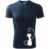 Zamilovaná mačka spredu - Pánske tričko Fantasy športové - 2XL ( Tmavomodrá (veľmi tmavá - skoro čierna) )