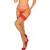 Obsessive Mellania Samodržiace Pančuchy Telovej Farby s Červenou Čipkou L/XL