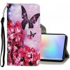 Peňaženkové kožené puzdro na Xiaomi Mi Note 10 Lite - Red Flower Butterfly