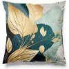 Soovi Home Obliečka na vankúš Nordic Leaves – moderný listový vzor v zlatej a zeleno-modrej palete Veľkosť: 40x40 mikrovlákno