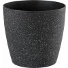Čierny kvetináč Strend Pro Stone, 28x26 cm, efekt kameňa
