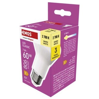 EMOS LED žiarovka Classic R63 E27 7 W 60 W 806 lm Teplá biela