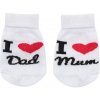Dojčenské bavlnené ponožky New Baby I Love Mum and Dad biele - 56 (0-3m)
