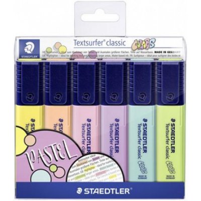 Zvýrazňovač, sada, 1-5 mm, STAEDTLER, "Textsurfer Classic Pastel 364 C", 6 rôznych farieb