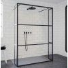 Riho Grid sprchovací kút 90x30 cm čierna matné/vzorované sklo G004030121