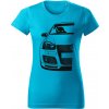 T-ričko Volkswagen Golf Mk5 GTi Half dámske tričko Farba trička: Kráľovská Modrá, Farba potlače: Biela, Veľkosť: L