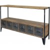 Chic Antique Hnedý drevený konzolový stôl s kovovými boxmi Branno - 133*32*77 cm - Chic Antique