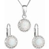 Sada šperkov so syntetickým opálom a kryštálmi Preciosa náušnice a prívesok biele okrúhle 39160.1