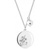 Šperky eshop - Strieborný 925 náhrdelník - čierny diamant, srdiečko, kruh s kvetmi G07.22