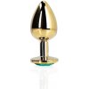 OUCH! Round Gem Butt Plug - Large - Gold/Emerald Green