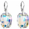 Strieborné náušnice visiace s kryštálmi Swarovski ab efekt obdĺžnik 31297.2