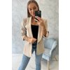 Fashionweek Talianske Elegantné sako blejzer s riasenými rukávmi K9709 Béžový