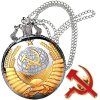 Hodinky s retiazkou CCCP Kladivo a kosák (hodinky do vrecka so znakom CCCP)