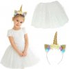 Ikonka Karnevalový kostým jednorožca čelenka + sukňa biela 3-6 rokov