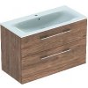 Geberit Selnova Square - Umývadlová skrinka 64x99x48 cm, s umývadlom, 2 zásuvky, orech hickory 501.246.00.1