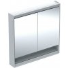 Geberit ONE - Zrkadlová skrinka s LED osvetlením, 90x90x15 cm, 2 dvierka, s nikou, biela 505.833.00.2