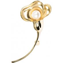 JwL Luxury Pearls pozlátená brošňa kvet s pravou perlou JL0511