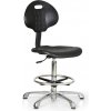 Pracovná stolička PUR s klzákmi, vysoká, hliníkový kríž, čierna