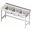 Stůl s tříkomorovým dřezem bez police 1900x700x850 mm | STALGAST, 981117190 inox