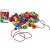 Detoa Maxiperle dřevěné barevné se Šnůrkou 92ks v plastové dóze, 33014578